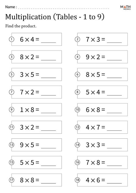 Nd Grade Multiplication Worksheets Math Monks In