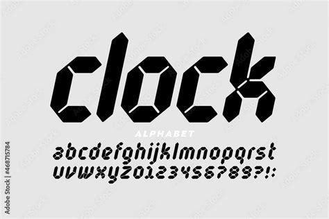 Digital Clock Style Font Design Alphabet Letters And Numbers Vector