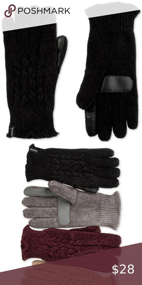 Isotoner Smartouch Chenille Knit Tech Gloves Black Tech Gloves Knitted Gloves Knitting