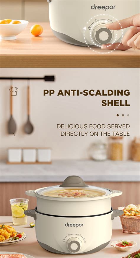 Dreepor Multifunctional Electric Cooker Rice Cooker Small Hot Pot Cooker Non Stick Pan Free