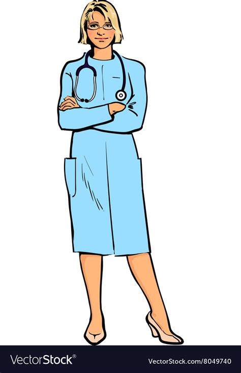 Female Doctor Standing With His Arms Crossed Vector Image