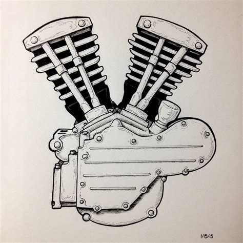 Motorcycle Engine Sketch : drawing