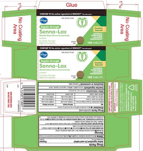 Dailymed Kroger Senna Laxative Regular Strength Sennosides Tablet