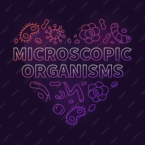 Organismos Microscópicos Vector Concepto De Bacteriología Línea Delgada Color Forma De Corazón