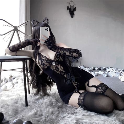 Jual Sexy Lingerie Tights Package Hip Skirt Garter Stockings Maid Stewardess Uniform Catwoman