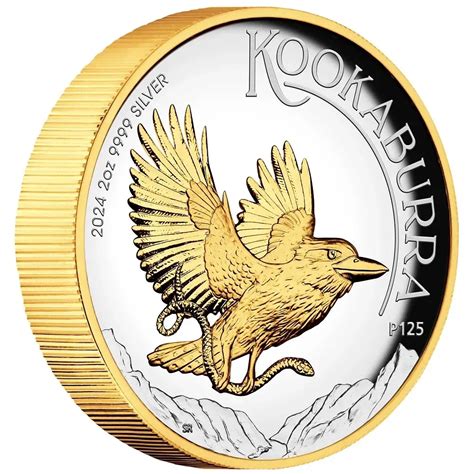 2024 Perth Mint 2 Oz Australian Kookaburra Proof High Relief Gilded