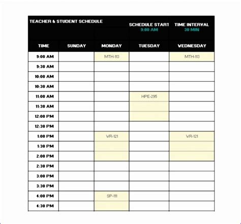 10 Excel School Schedule Template Excel Templates | Images and Photos ...