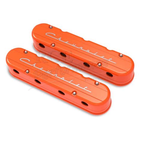 Pc Ls Chevrolet Script Valve Covers Factory Orange Machined