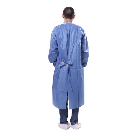 Supply Disposable 40gsm Sms Blue Isolation Gown With Short Sleeves