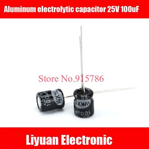 50pcs High Quality 100 Uf 25 V 6 3 7mm Dip Aluminum Electrolytic