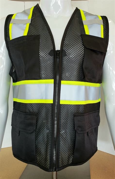 Two Tone Black Safety Vest with 6 Pockets – RG Safety