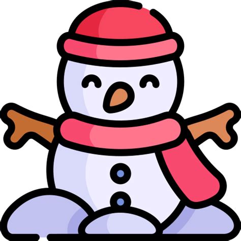 Snowman Kawaii Lineal Color Icon