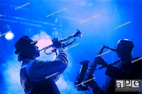 Musicians Playing In Jazz Band On Stage Stock Photo Picture And