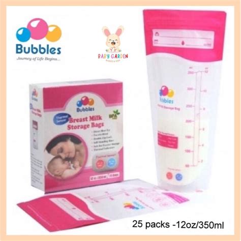 BUBBLES Thermal Sensor Double Ziplock Breastmilk Storage Bags 12oz