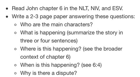 John chapter 6 in the NLT, NIV and ESV is the the | Chegg.com