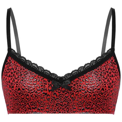 Mens Bra Camisole Sissy Lingerie Leopard Print Cross Dressing Gay Underwear Lace Trim Adjustable