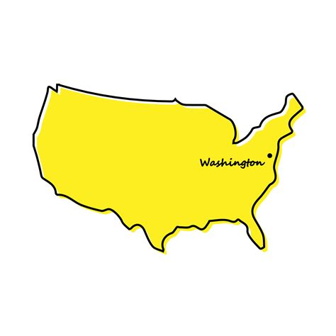 Simple outline map of United States with capital location 21826437 ...