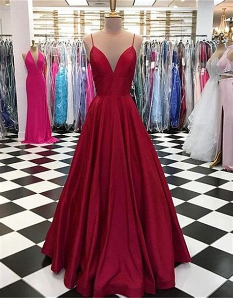 A Line V Neck Floor Length Prom Dress V Neck Formal Dress Evening Dress