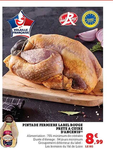 Promo Pintade Fermi Re Label Rouge Pr Te Cuire D Ancenis Chez Super U