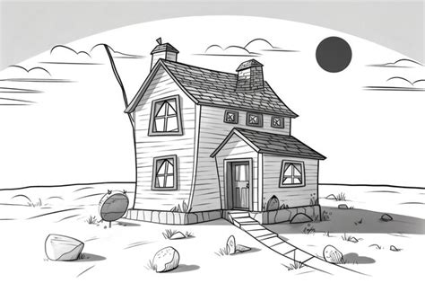 Premium Photo | Cartoon sketch of a house isolated with copyspace