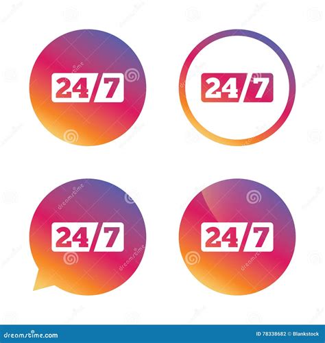 Service and Support for Customers. 24 Hours. Stock Vector