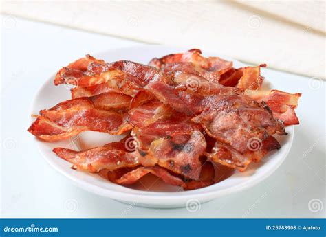 Crispy Bacon Strips Stock Photo Image Of Closeup White 25783908