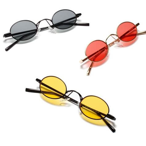 Peekaboo Black Small Oval Sunglasses Women Retro 2018 Metal Frame