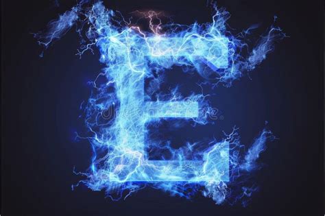 Electric Blue Letter E In Futuristic Style Formed By Dancing