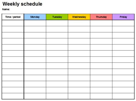 Free Weekly Schedule Planner Template