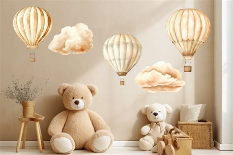 Watercolor Hot Air Balloons Clipart It S A Boy Png Balloons Nursery Decor Baby Shower