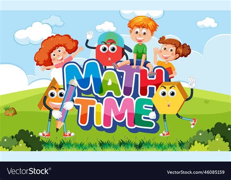 School kids with math theme outdoor background Vector Image