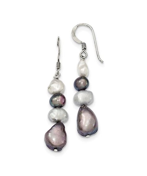 Sterling Silver And Grey Freshwater Cultured Pearl Earrings 17in X 0