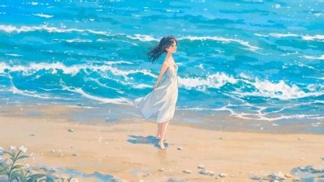 Chicas anime en bikini blanco y negro Fondos de pantalla HQ Imágenes