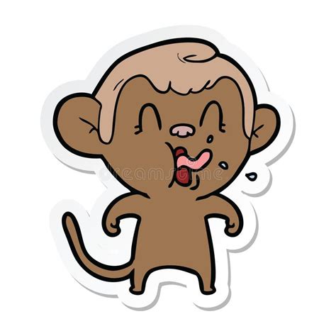 A Creative Sticker Of A Crazy Cartoon Monkey Stock Vector