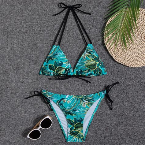 Ensemble de bikini Maillot de bain brésilien imprimé floral string sexy bikini trikini pour