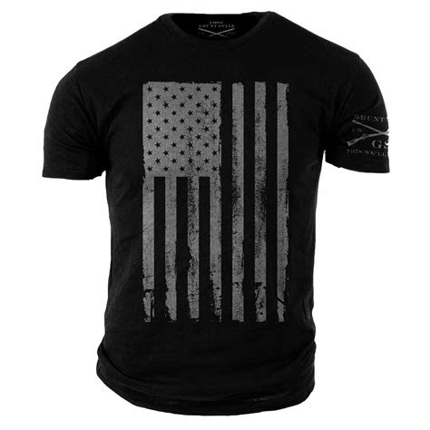 Grunt Style American Flag Black T Shirt