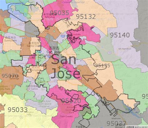 San Jose Area Zip Code Map Valley Zip Code Map