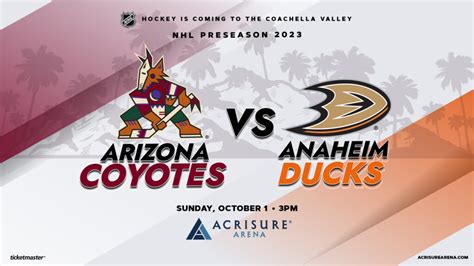 Anaheim Ducks To Play Arizona Coyotes In Nhl Preseason Game At Acrisure