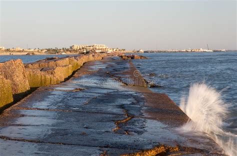 The South Jetty Of Port Aransas Texas Stock Image Image Of Clouds