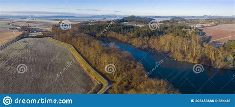 Aerial View Of The Skagit River Conway Washington Stock Photo Image