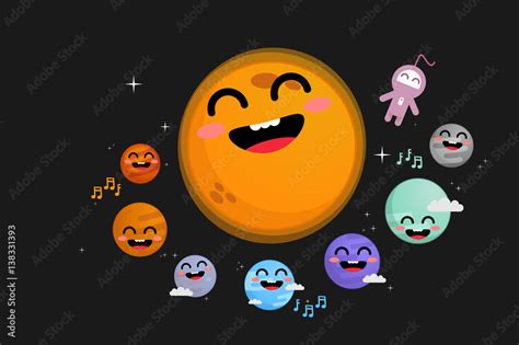 Trappist-1 system cute vector illustration Stock Vector | Adobe Stock