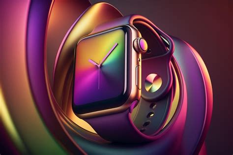 Premium Photo | A colorful apple watch with a black band and a black ...