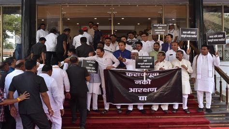 In Pics Maha Vikas Aghadi Protest Outside Vidhan Sabha Over Maratha Quota Issue