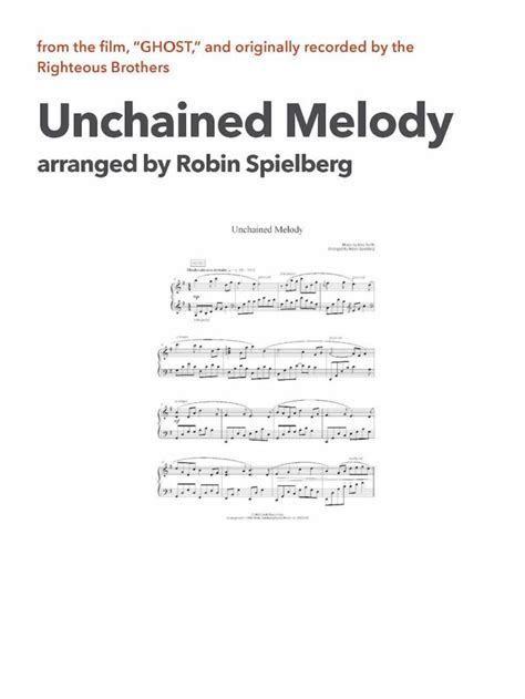 Unchained Melody Robin S Arrangement Robin Spielberg Piano Music