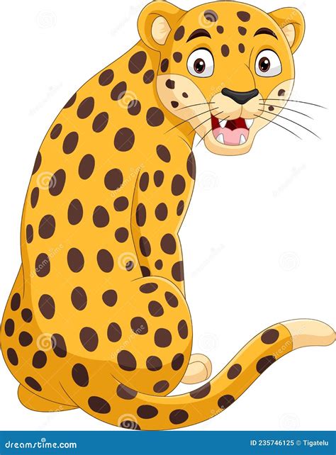 Caricatura Divertida Leopardo Sentada Y Rugiendo Ilustraci N Del Vector