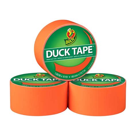 Duck Brand 188 In X 15 Yd Neon Orange Colored Duct Tape 3 Pack