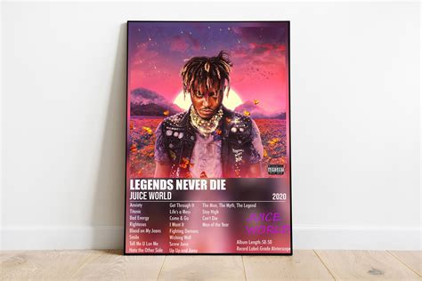 Juice Wrld Poster Legends Never Die Poster Tracklist Album Etsy