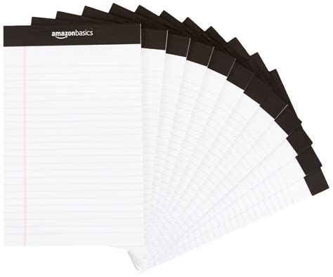 AmazonBasics Narrow Ruled 5 x 8-Inch Writing Pad - White (50 sheets per ...