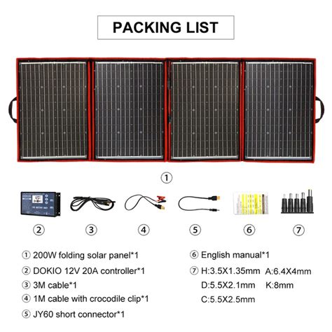 Dokio 18V 200W Panel słoneczny elastyczny składany przenośny zestaw