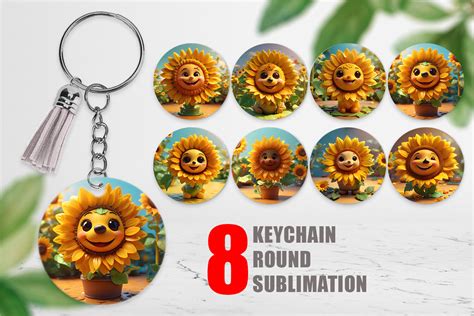 Keychain D Cute Sunflowers Graphic By Artnoy Creative Fabrica